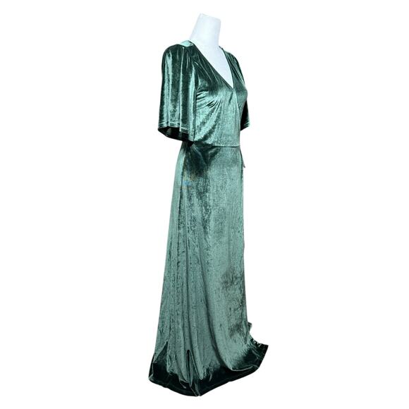 Baltic Born Meghan Velvet Wrap Maxi Dress Women's Small Deep Green Elegant Event - Picture 9 of 12
